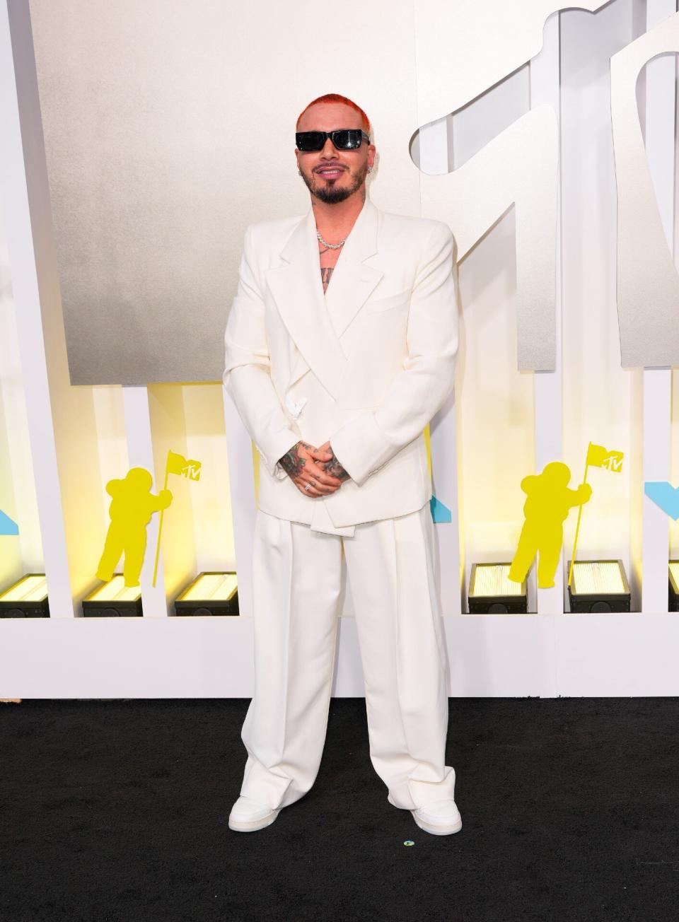 J Balvin White Suit MTV VMAs