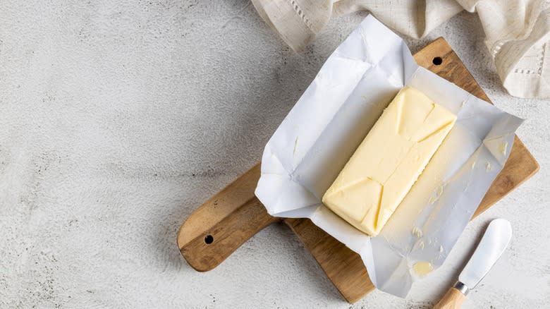 Butter on cutting board