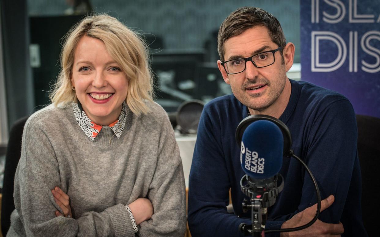 Lauren Laverne, the host of Radio 4's Desert Island Discs, alongside Louis Theroux, a guest on the programme. - Amanda Benson/BBC Radio 4