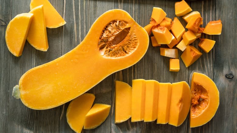 different shapes of butternut squash