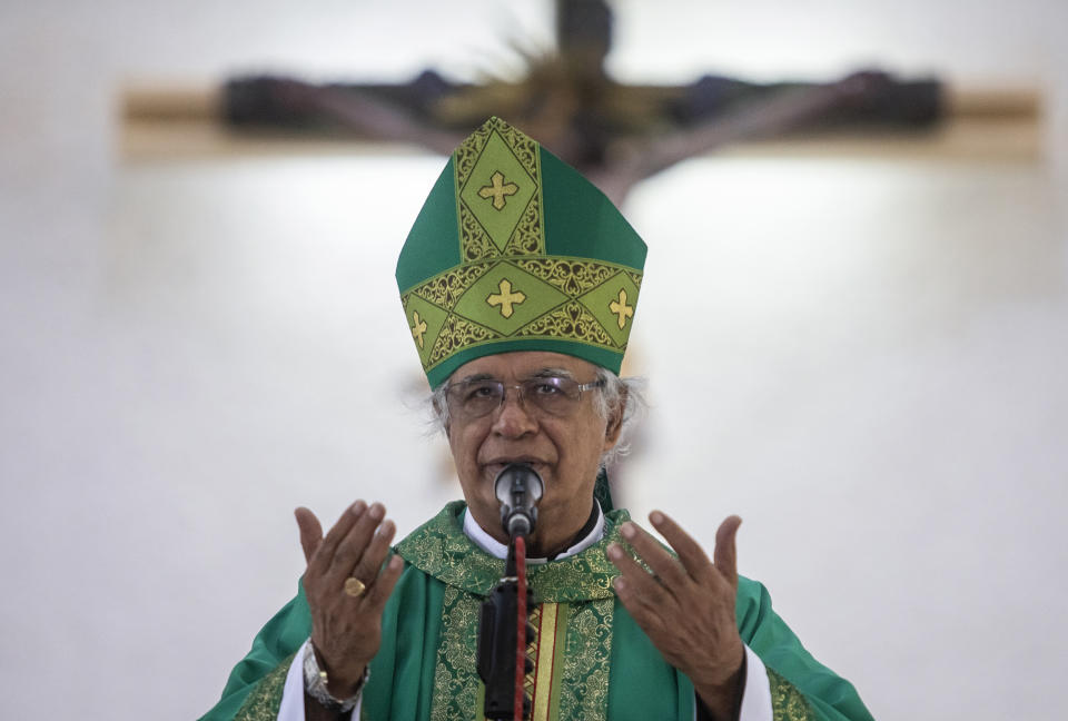 Roman Catholic Cardinal Leopoldo Brenes presides over Sunday's mass at the Metropolitan Cathedral in Managua, Nicaragua, Sunday, Feb. 12, 2023. Pope Francis expressed sadness and worry at the news that Bishop Roland Alvarez, an outspoken critic of the Nicaraguan government, had been sentenced to 26 years in prison. (AP Photo/Inti Ocon)