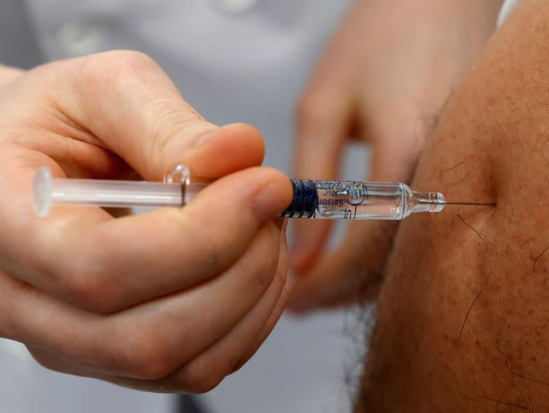 FILE PHOTO: Start of the seasonal influenza vaccination campaign in France