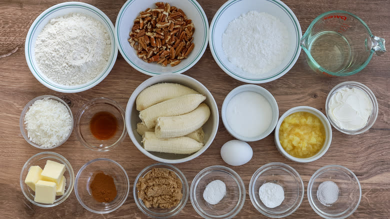 hummingbird bread ingredients on a table