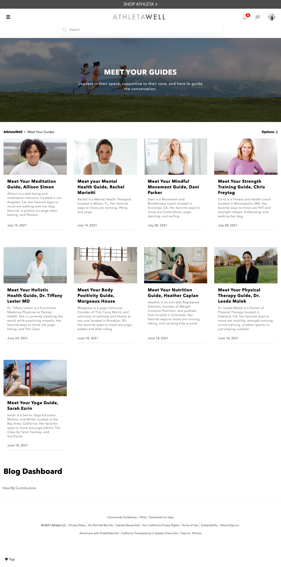 AthletaWell, Athleta’s new fitness and wellness platform, is available by way of desktop and mobile devices and includes a section with Athleta “Guides,” or experts in various fitness and wellness areas. - Credit: Courtesy Photo