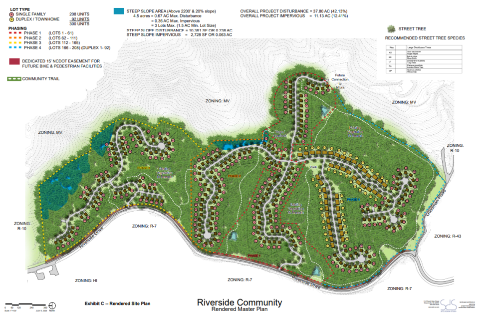 A proposed outline of the 300-unit Woodfin development. If approved for construction permits, the development could bring up to 30 affordable homes to the area.