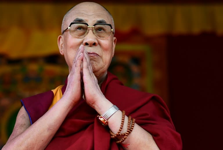 The Dalai Lama addresses the faithful on June 29, 2015 in Aldershot, which has a large Nepalese Buddhist community made up mainly of serving and retired Gurkha soldiers