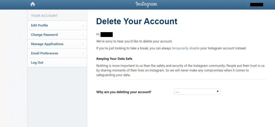 how to delete instagram account 1