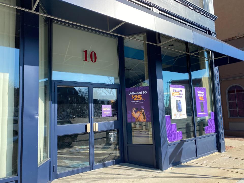 Metro by T-Mobile has permanently moved from its Main Street space to 10 Taunton Green, across the street, on the corner of the Knotty Walk side street, seen here on Wednesday, Jan. 3, 2024.