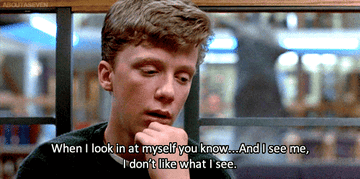 Anthony Michael Hall says he doesn't like what he sees when he looks in the mirror in The Breakfast Club