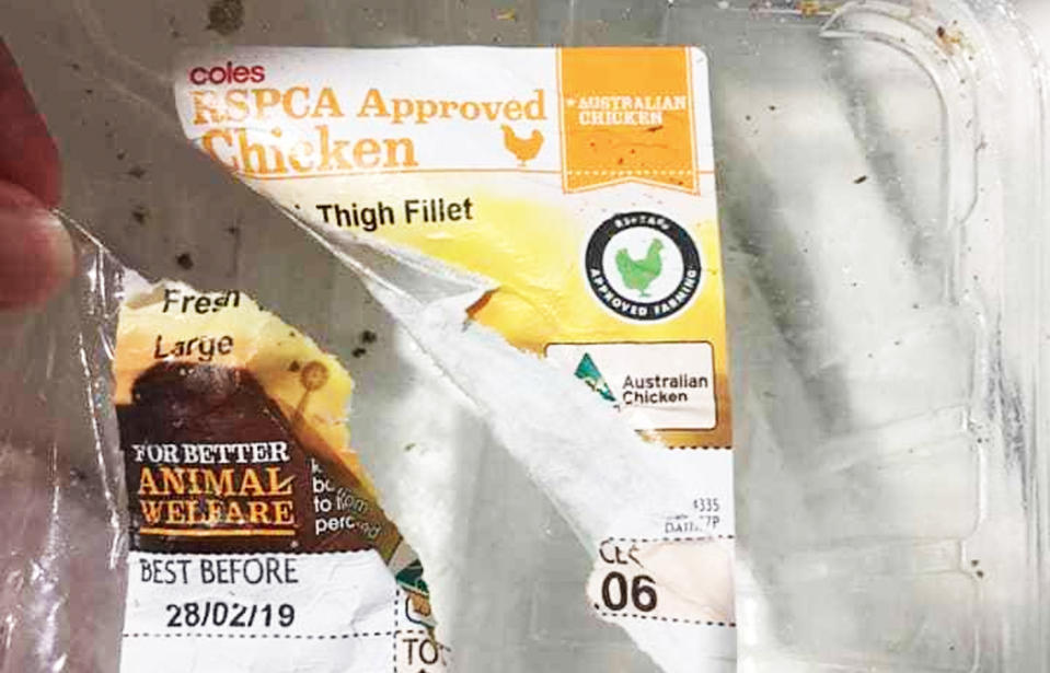 Fiona McKinnon said she bought a packet of RSPCA approved chicken thighs from a Brisbane supermarket and baked the cuts in the oven. Source: Fiona McKinnon/Facebook