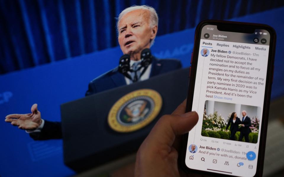 US liberal media was accused of going into 'meltdown' in the wake of Joe Biden's exit from the presidential race