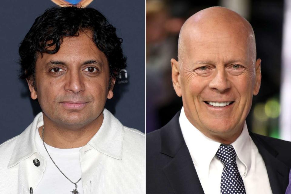 <p>Gabe Ginsberg/Getty; Mike Marsland/WireImage</p> M. Night Shyamalan and Bruce Willis