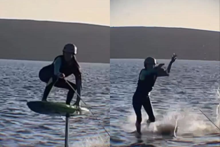 La tremenda caída de Juanita Viale mientras practicaba un deporte acuático (Foto: Captura de video / Instagram @juanitavialeoficial)