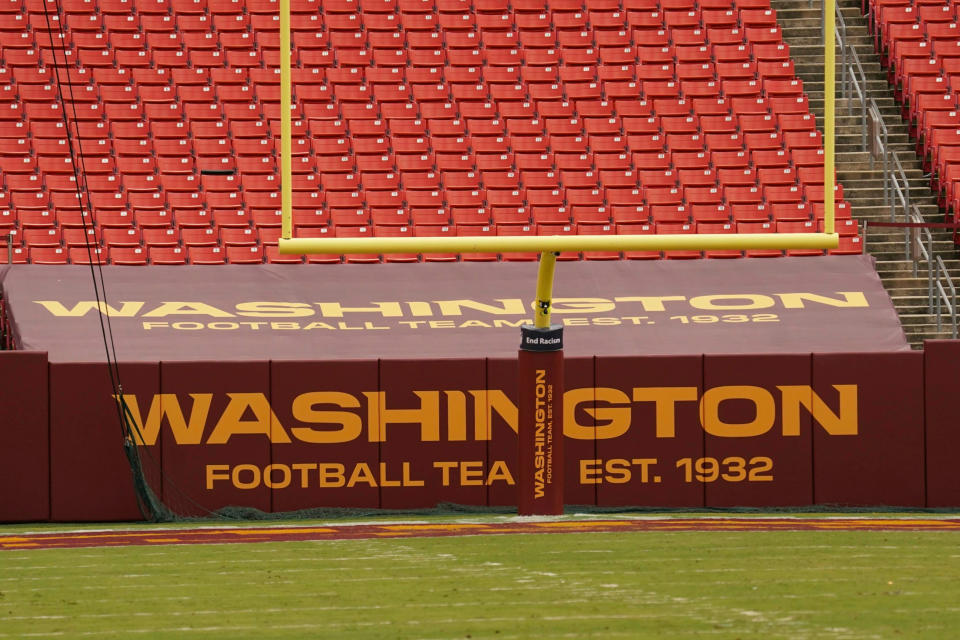 Field view of the Washington Football Team logo