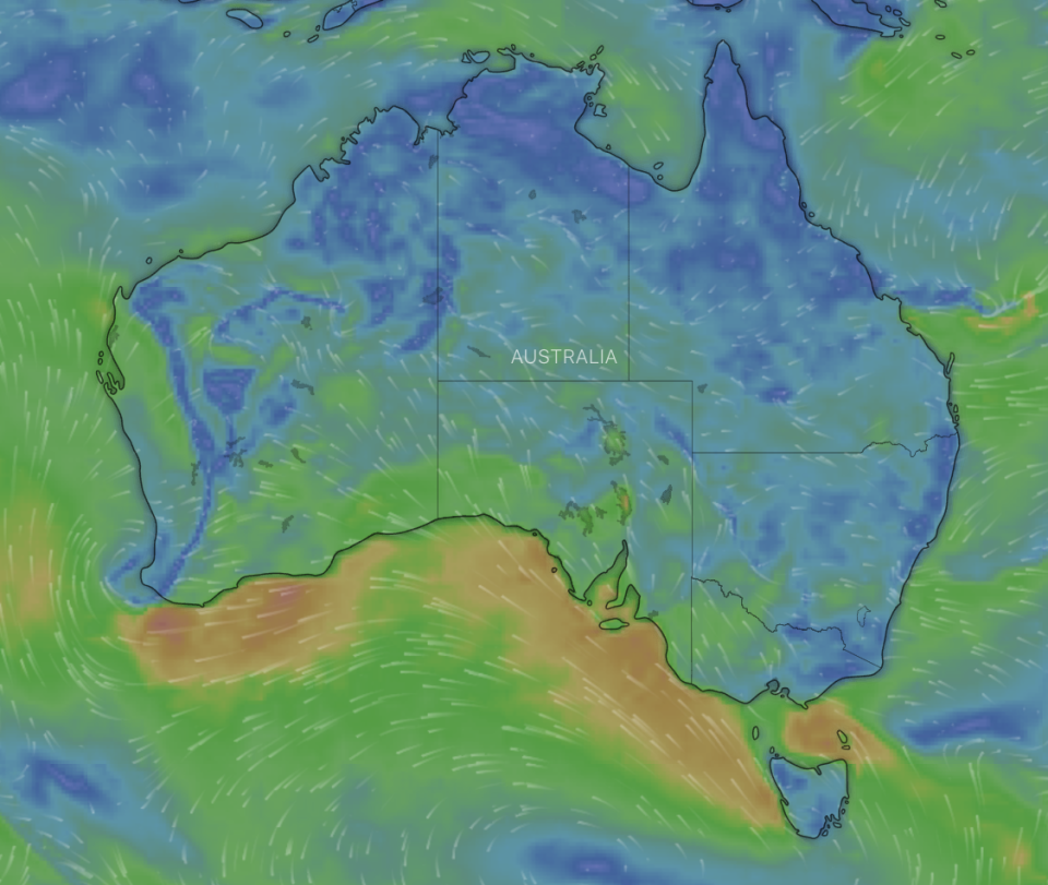 A weather map of Australia.