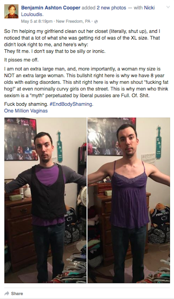 This Man's Facebook Post Perfectly Nails What's Wrong With Women's