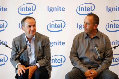 Intel CEO Robert Swan and Intel Israel CEO Yaniv Garty attend a roundtable event with members of the media in Tel Aviv