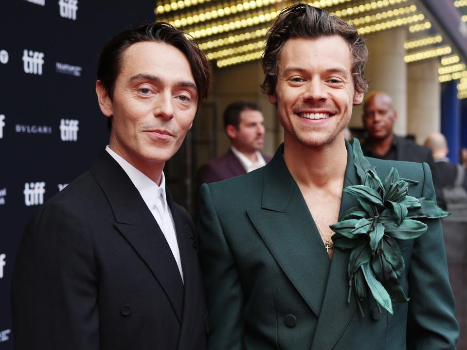 David Dawson and Harry Styles attend the "My Policeman" Premiere during the 2022 Toronto International Film Festival at Princess of Wales Theatre on September 11, 2022 in Toronto, Ontario.