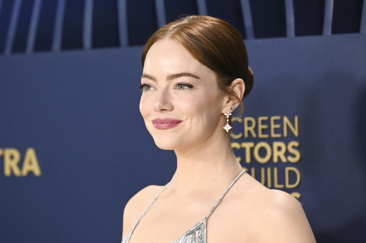 Emma Stone at the 30th Annual Screen Actors Guild Awards held at the Shrine Auditorium and Expo Hall on February 24, 2024 in Los Angeles, California. (Photo by Gilbert Flores/Variety via Getty Images)