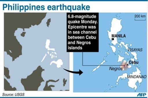 Map of the Philippines locating the epicentre of a 6.8-magnitude quake that hit on Monday