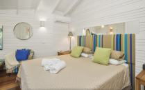 <p>All the rooms have the wooden flooring and white walls, which are all made out of recycled materials.</p>