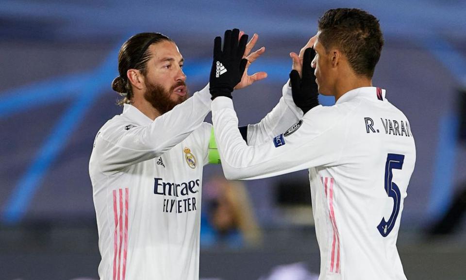 Sergio Ramos and Raphaël Varane of Real Madrid