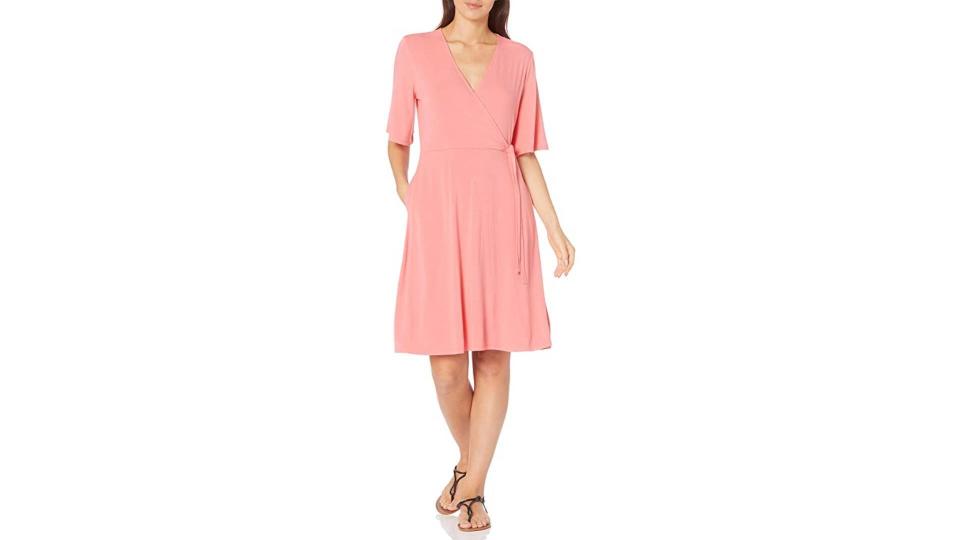 Amazon Essentials Women's Kimono Sleeve Faux Wrap Dress. (Photo: Amazon)