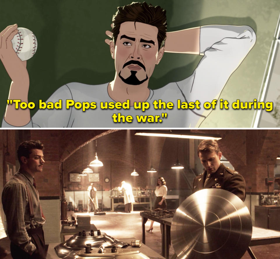 Tony saying, "Too bad Pops used up the last of it during the war"