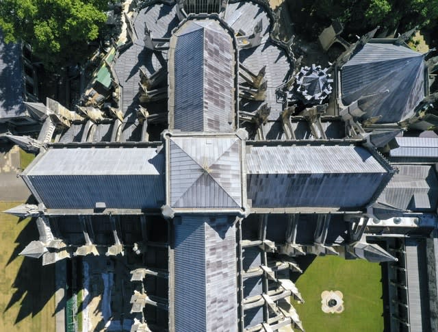 An aerial view of Westminster Abbey in central London 