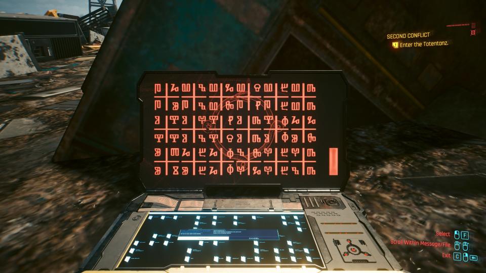 Cyberpunk 2.0 laptop with ancient Slavic symbols and ouroboros background