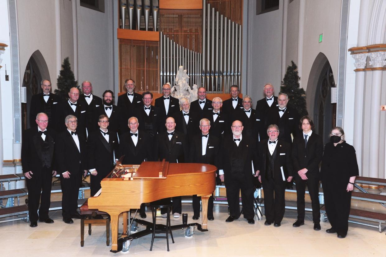 Chiaroscuro, Adrian-based community men's chorus, is pictured during its December yuletide concert, Dec. 14, 2022, at Holy Rosary Chapel on the campus of the Adrian Dominican Sisters at 1257 E. Siena Heights Drive in Adrian. The chorus invites men who love to sing to join them during their membership drive during upcoming January Tuesday rehearsals which begin on Jan 10.