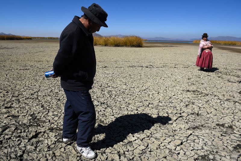 FILE PHOTO: Lake Titicaca water level drops due to lack of rain in the entire altiplano, in Huarina