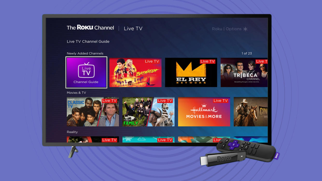  The Roku Channel on a blue background 