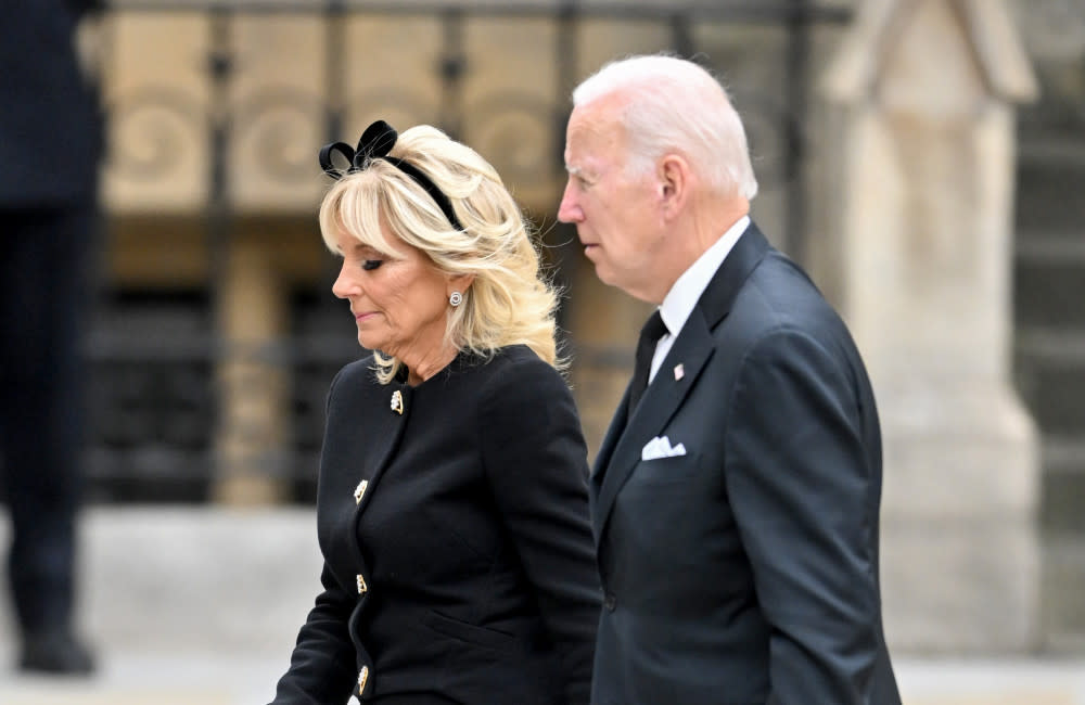 Joe and Jill Biden arrive for Queen Elizabeth's funeral credit:Bang Showbiz