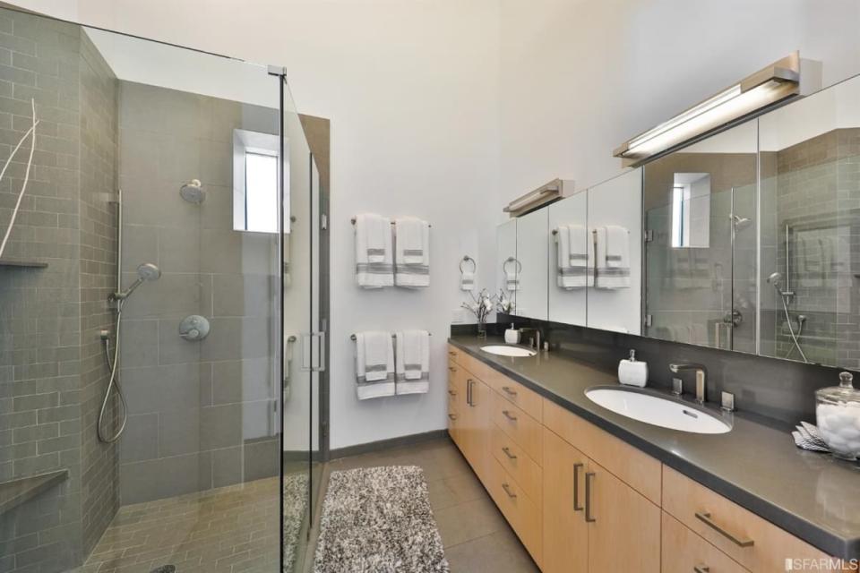 <div class="inline-image__caption"><p>The two bedrooms are paired with two bathrooms, all on the main floor of the Clocktower Penthouse.</p></div> <div class="inline-image__credit">Trulia</div>