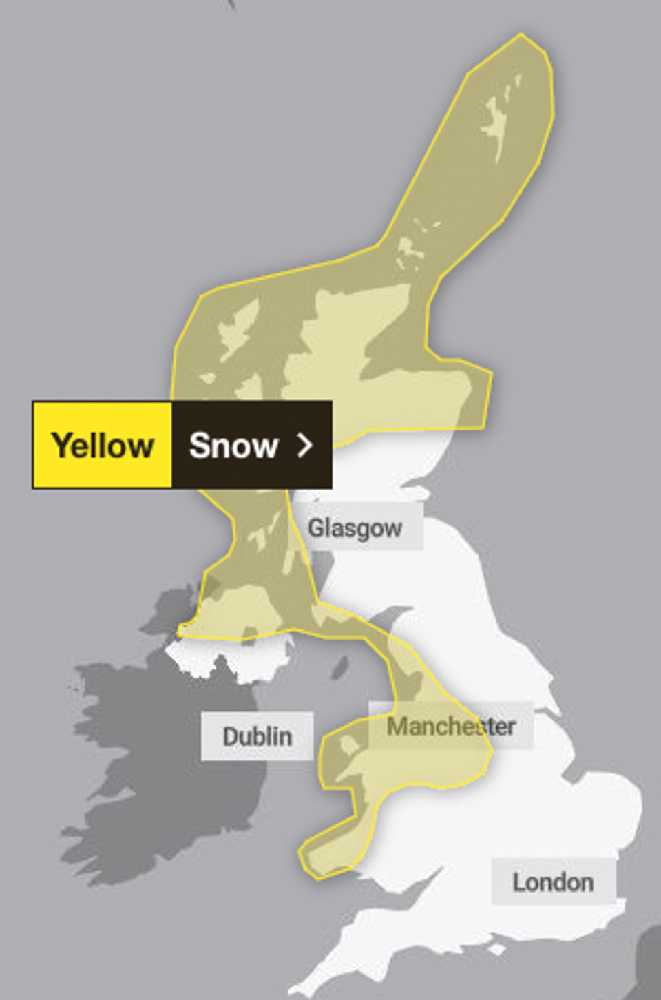 Heavy snow will continue to fall across northern Scotland, Northern Ireland, Wales and North West England on Wednesday and Thursday (Met Office)