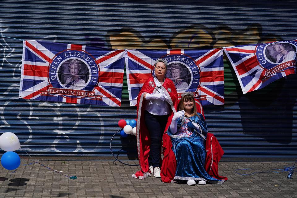 People attended a street party on Donegal Pass in Belfast city centre on Friday (Brian Lawless/PA) (PA Wire)