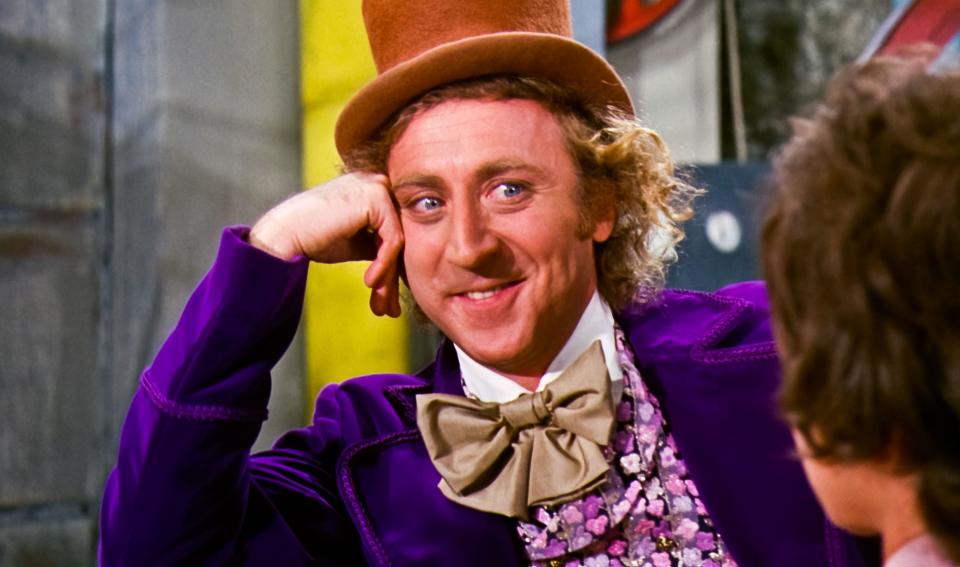 USA. Gene Wilder  in a scene from (C)Paramount Pictures film: Willy Wonka & the Chocolate Factory (1971). Plot: A poor but hopeful boy seeks one of the five coveted golden tickets that will send him on a tour of Willy Wonka's mysterious chocolate factory.  Ref: LMK110-J7153-020621 Supplied by LMKMEDIA. Editorial Only. Landmark Media is not the copyright owner of these Film or TV stills but provides a service only for recognised Media outlets. pictures@lmkmedia.com