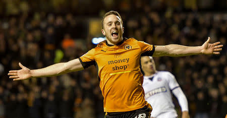 Soccer Football - Championship - Wolverhampton Wanderers vs Bolton Wanderers - Molineux Stadium, Wolverhampton, Britain - November 25, 2017 Wolverhampton Wanderers' Diogo Jota scores their fifth goal Action Images/Paul Burrows