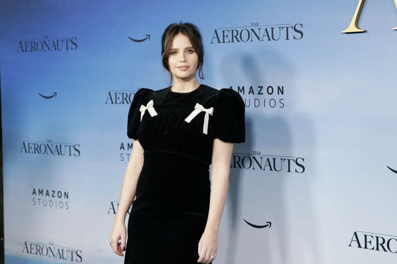 Felicity Jones arrives on the red carpet at "The Aeronauts" premiere at SVA Theater on December 4, 2019, in New York City. The actor turns 40 on October 17. File Photo by John Angelillo/UPI