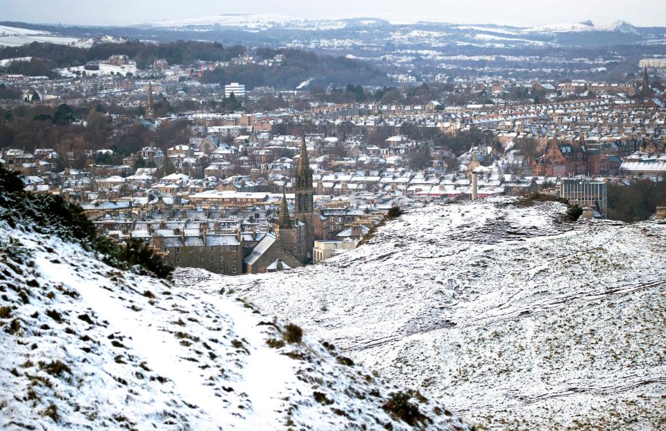 <p>Thundersnow fell in Edinburgh</p> (PA)