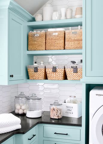 Tour This Sunny, Storage-Packed, White and Blue Laundry Room