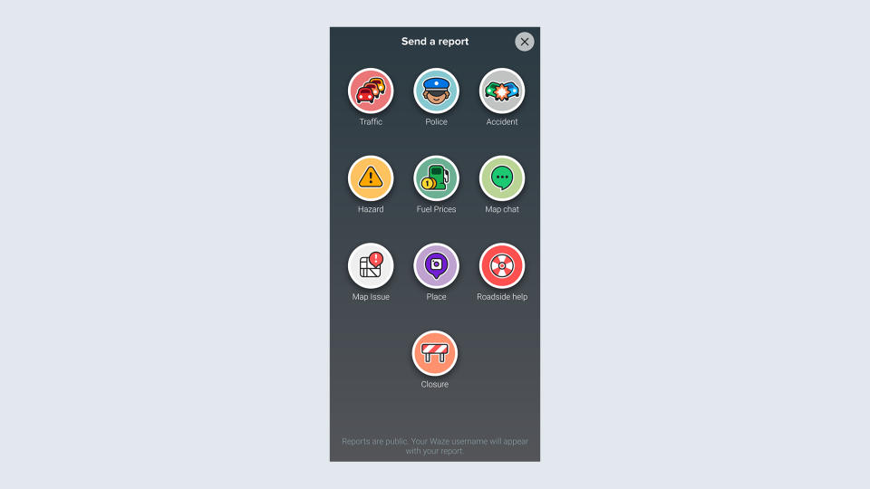 waze reporting incident menu