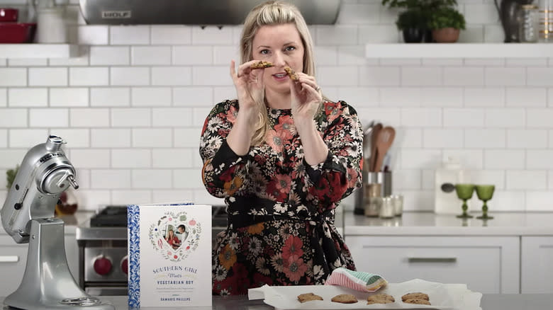 Damaris Phillips holding cookies