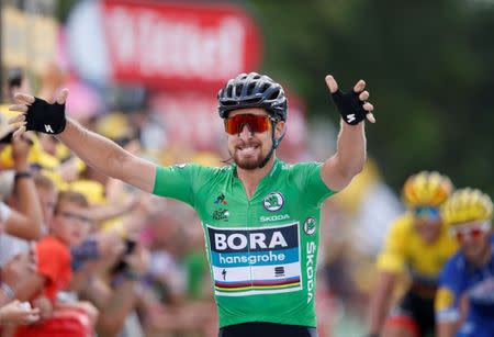 Cycling - Tour de France - The 204.5-km Stage 5 from Lorient to Quimper - July 11, 2018 - BORA-Hansgrohe rider Peter Sagan of Slovakia wins the stage. REUTERS/Stephane Mahe