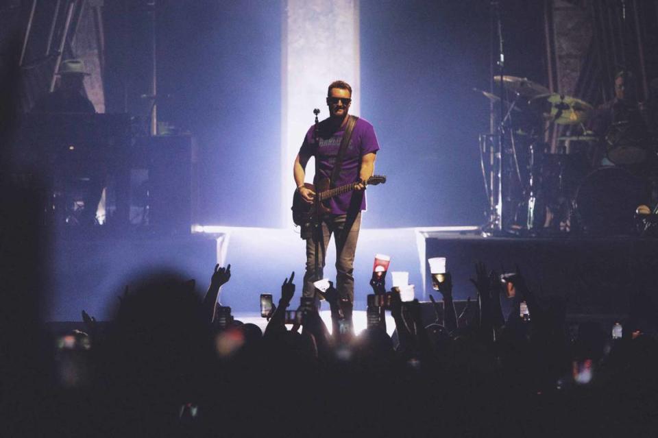 Eric Church performs at PNC Music Pavilion in Charlotte on Saturday night.