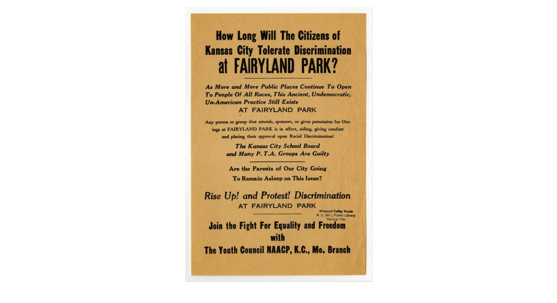 A flyer publicized protests at Fairyland in the early 1960s.