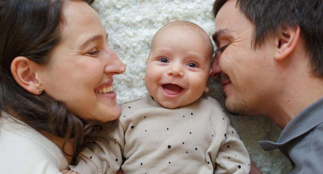 Close up of parents with baby as expert reveals best old money baby names. (Getty Images)