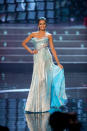 Miss Universe Philippines, Janine Tugonon, competes in an evening gown of her choice as one of the top ten contestants during this year's LIVE NBC Telecast of the 2012 Miss Universe Competition at PH Live in Las Vegas, Nevada on December 19, 2012. HO/Miss Universe Organization L.P., LLLP