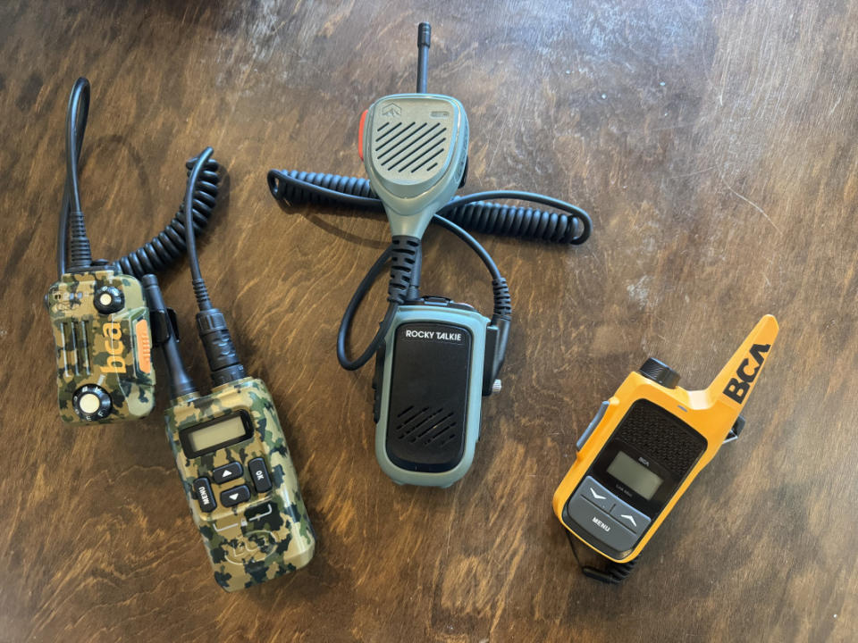 A size comparison to some other common options on the market - the BCA Link Mini is about the same size and weight as just the base unit of shoulder-mic radios. <p>Photo: Max Ritter/Powder Magazine</p>